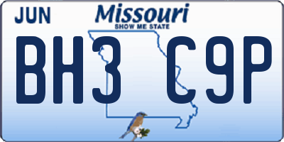 MO license plate BH3C9P
