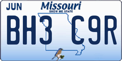 MO license plate BH3C9R