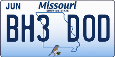 MO license plate BH3D0D