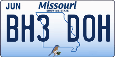 MO license plate BH3D0H