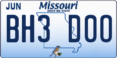 MO license plate BH3D0O