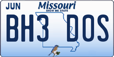 MO license plate BH3D0S