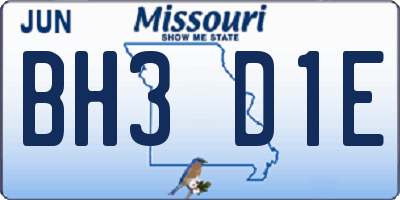 MO license plate BH3D1E