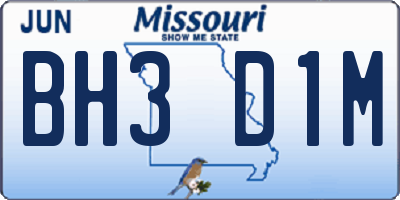 MO license plate BH3D1M
