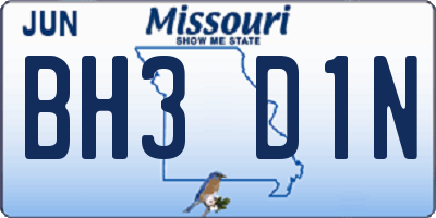 MO license plate BH3D1N