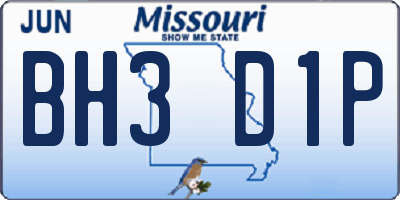 MO license plate BH3D1P