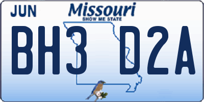 MO license plate BH3D2A