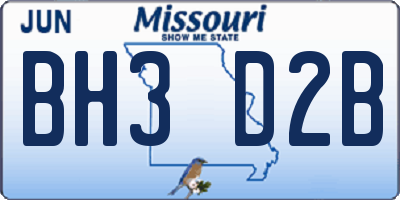 MO license plate BH3D2B