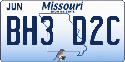 MO license plate BH3D2C