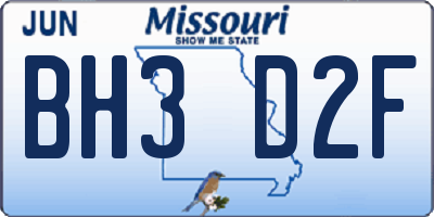 MO license plate BH3D2F