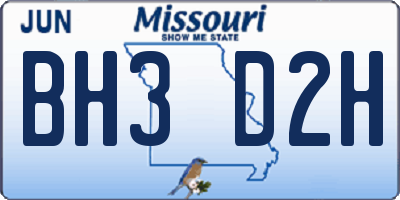 MO license plate BH3D2H