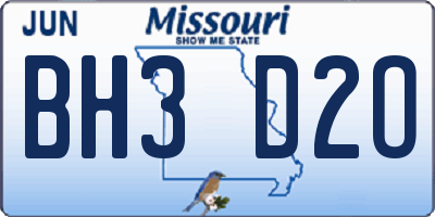 MO license plate BH3D2O