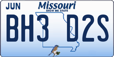 MO license plate BH3D2S