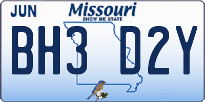 MO license plate BH3D2Y