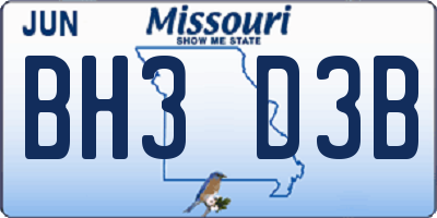 MO license plate BH3D3B
