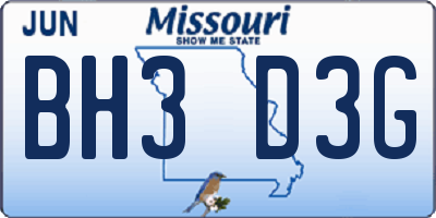 MO license plate BH3D3G