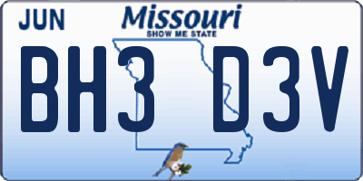 MO license plate BH3D3V