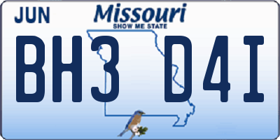 MO license plate BH3D4I