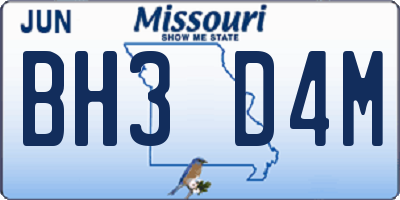 MO license plate BH3D4M