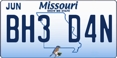 MO license plate BH3D4N