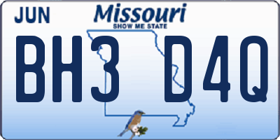 MO license plate BH3D4Q