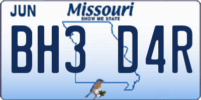 MO license plate BH3D4R