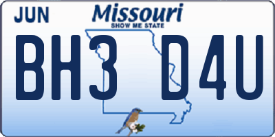 MO license plate BH3D4U