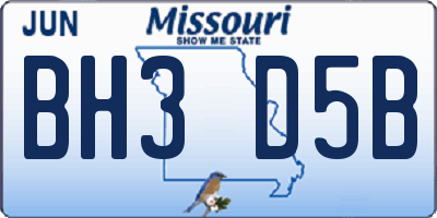 MO license plate BH3D5B