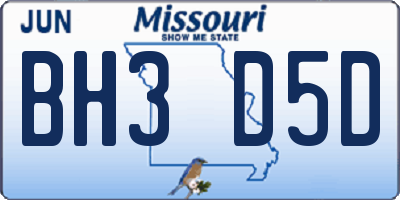 MO license plate BH3D5D