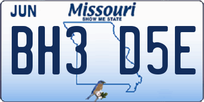 MO license plate BH3D5E