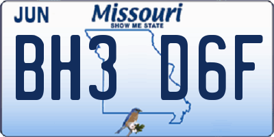 MO license plate BH3D6F