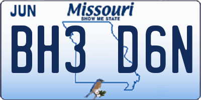 MO license plate BH3D6N