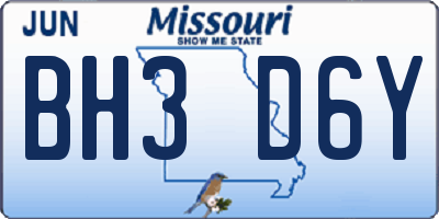MO license plate BH3D6Y