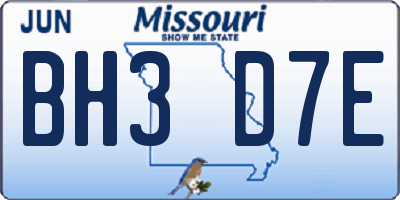 MO license plate BH3D7E