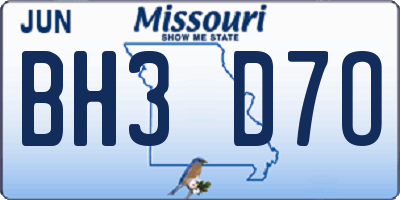 MO license plate BH3D7O