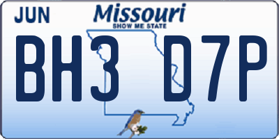 MO license plate BH3D7P