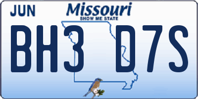 MO license plate BH3D7S