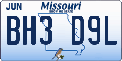 MO license plate BH3D9L