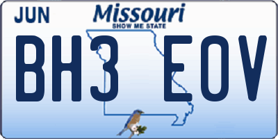 MO license plate BH3E0V