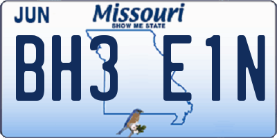 MO license plate BH3E1N