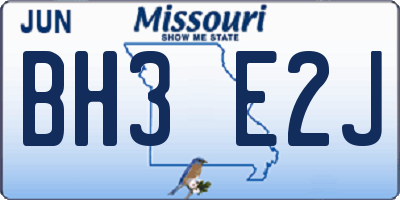 MO license plate BH3E2J