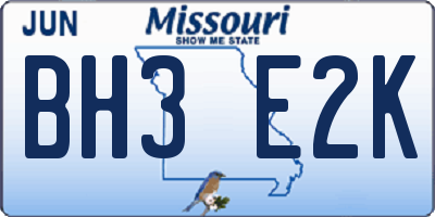 MO license plate BH3E2K