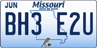 MO license plate BH3E2U