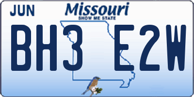 MO license plate BH3E2W