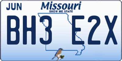 MO license plate BH3E2X