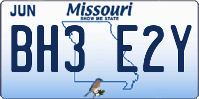 MO license plate BH3E2Y