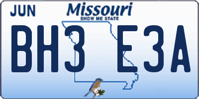 MO license plate BH3E3A