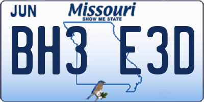 MO license plate BH3E3D