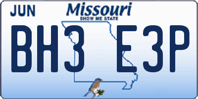 MO license plate BH3E3P
