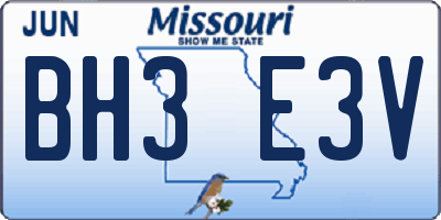 MO license plate BH3E3V